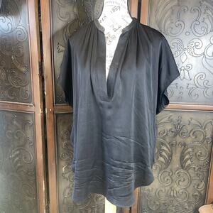 Vince Black Sheer‎ Top Cap Sleeve Blouse Women's Shirt Size M